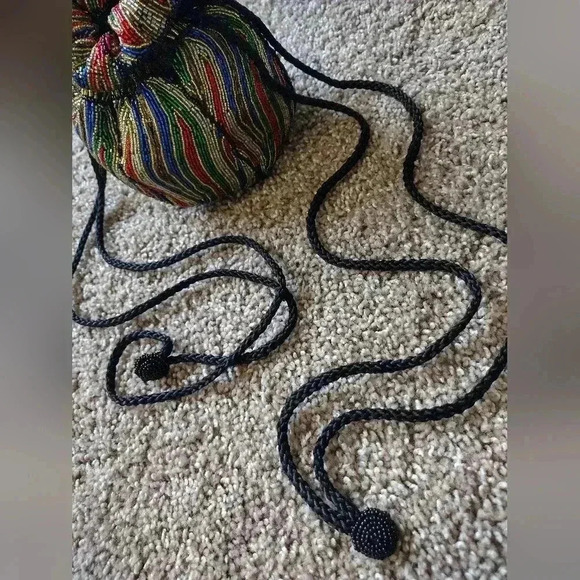 Vintage Heavily Beaded Multicolor Shoulder Bag Purse - Picture 4 of 16